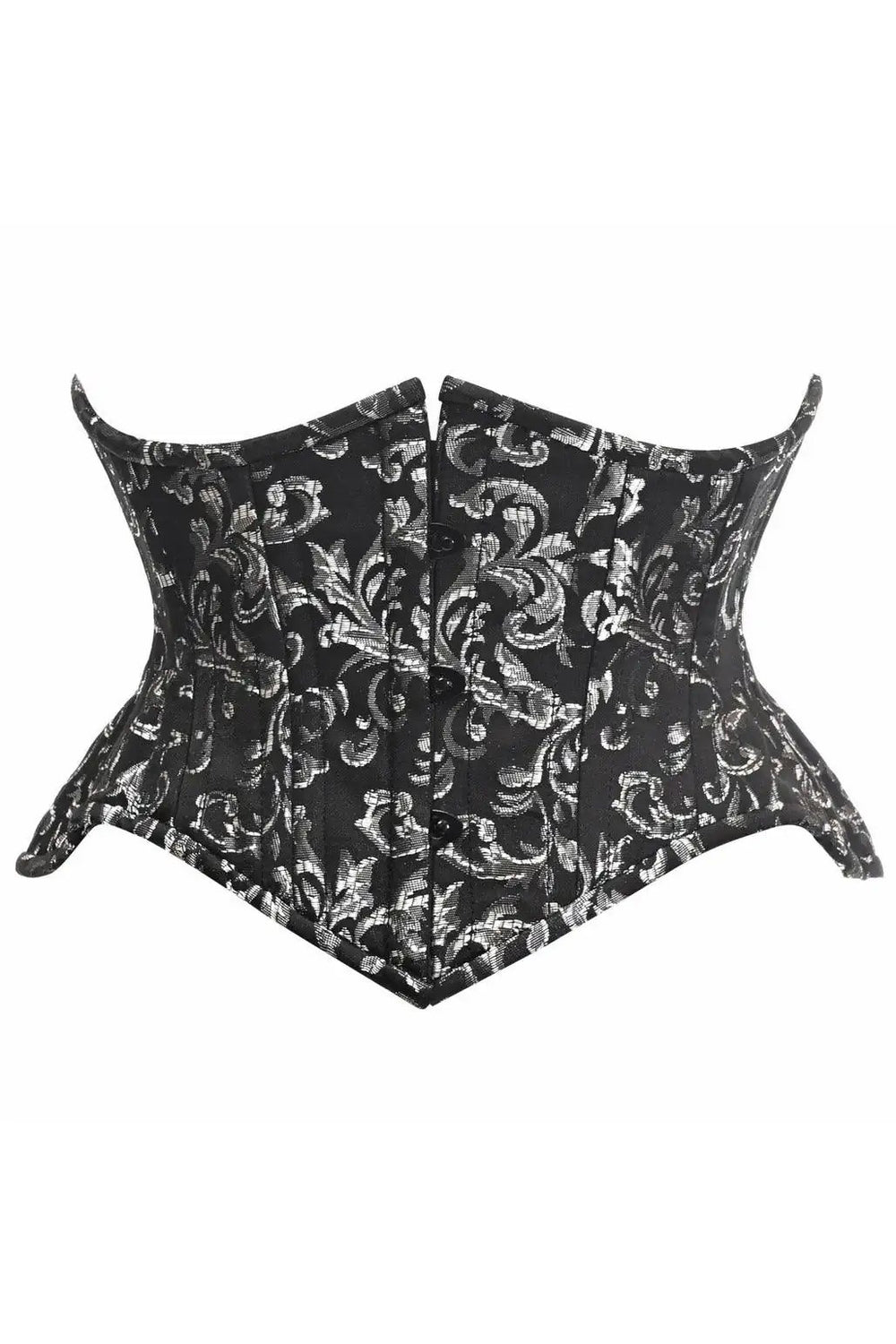 Daisy Corsets Top Drawer Black/Silver Brocade Double Steel Boned Mini Cincher Corset - Daisy Corsets
