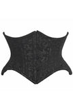 Top Drawer Black/Black Brocade Double Steel Boned Mini Cincher Corset - Daisy Corsets