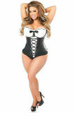 Daisy Corsets Top Drawer Faux Leather Peasant Top Steel Boned Corset - Daisy Corsets