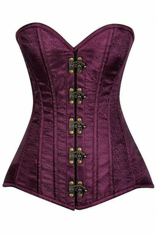 Daisy Corsets Top Drawer Plum Brocade Steel Boned Corset w/Clasp Closure - Daisy Corsets