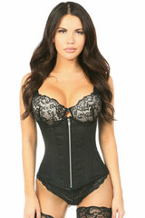 Daisy Corsets Top Drawer Black Cotton Steel Boned Underbust Corset w/Zipper - Daisy Corsets - Flyclothing LLC