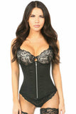 Daisy Corsets Top Drawer Black Cotton Steel Boned Underbust Corset w/Zipper - Daisy Corsets - Flyclothing LLC
