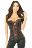Daisy Corsets Top Drawer Brown Brocade & Faux Leather Steel Boned Corset - Daisy Corsets