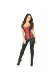 Daisy Corsets Top Drawer Wine Brocade & Faux Leather Steel Boned Corset - Daisy Corsets - Flyclothing LLC