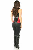 Daisy Corsets Top Drawer Wine Brocade & Faux Leather Steel Boned Corset - Daisy Corsets