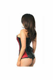 Daisy Corsets Top Drawer Wine Brocade & Faux Leather Steel Boned Corset - Daisy Corsets