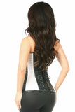 Daisy Corsets Top Drawer White Brocade & Faux Leather Steel Boned Corset - Daisy Corsets