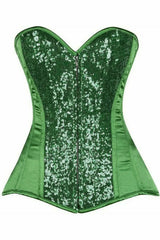 Daisy Corsets Top Drawer Green Sequin Steel Boned Corset - Daisy Corsets - Flyclothing LLC