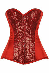 Daisy Corsets Top Drawer Red Sequin Steel Boned Corset - Daisy Corsets - Flyclothing LLC