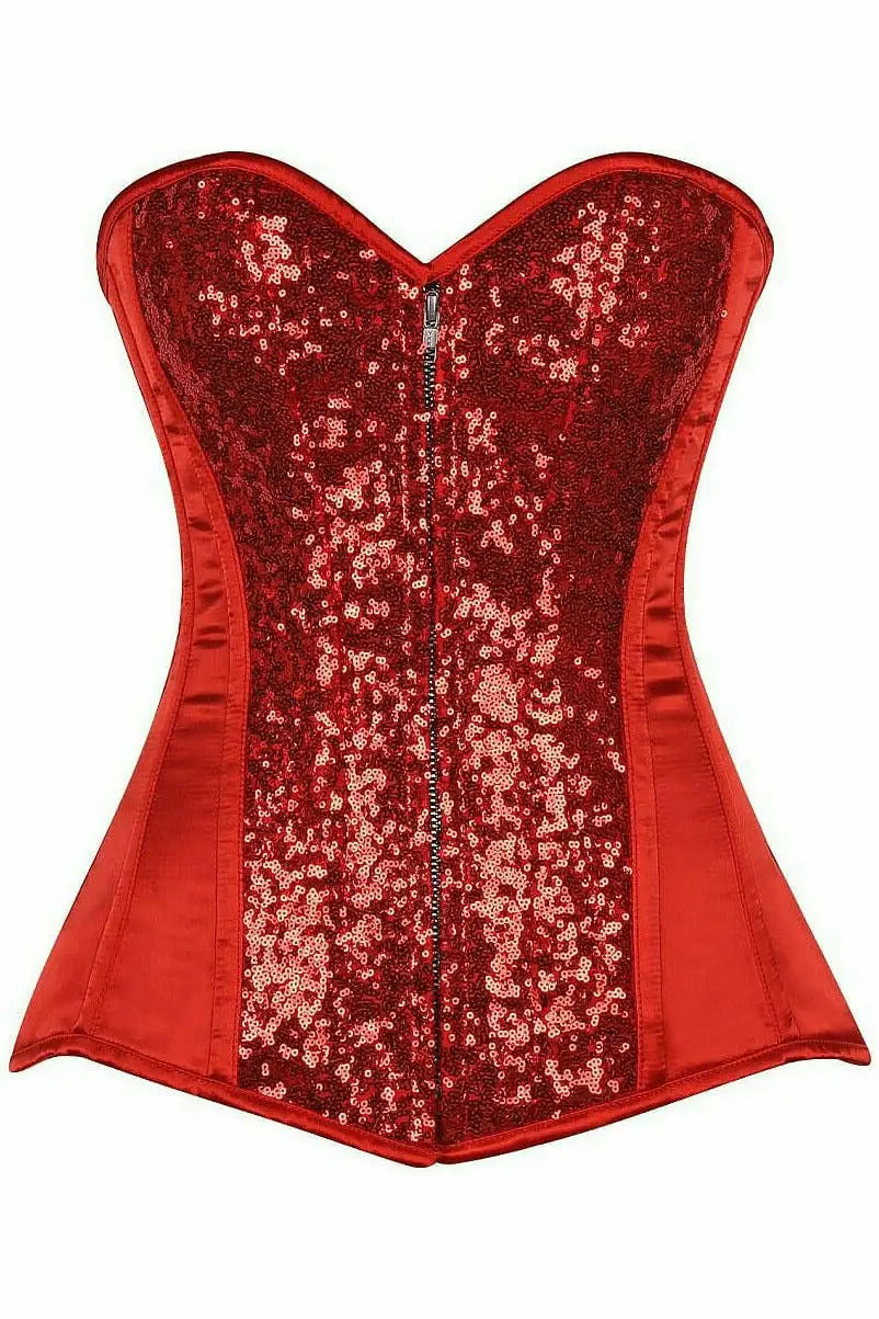 Daisy Corsets Top Drawer Red Sequin Steel Boned Corset - Daisy Corsets - Flyclothing LLC
