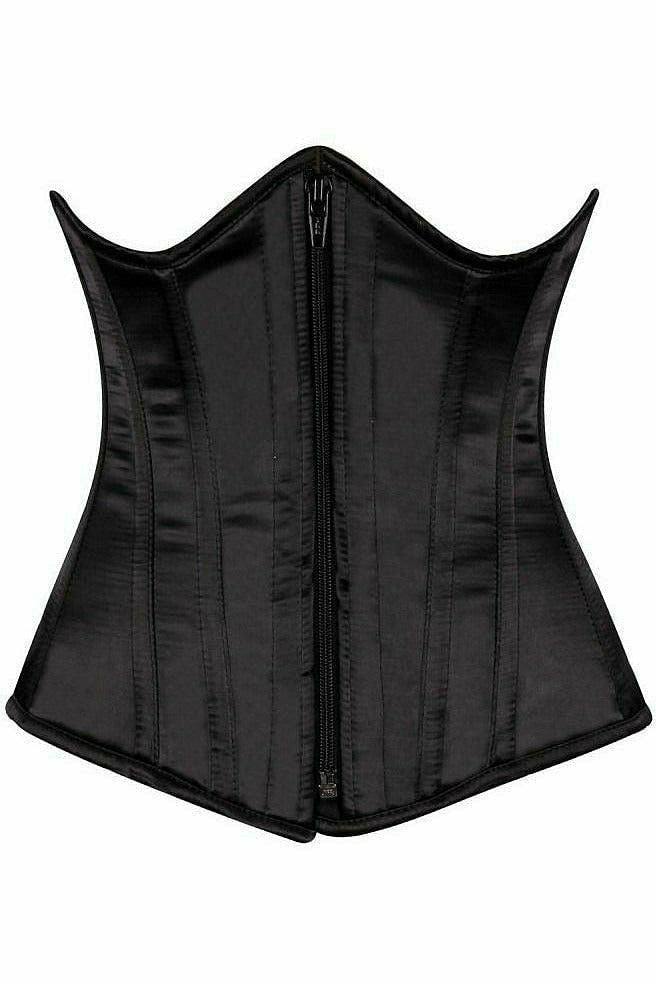 Daisy Corsets Top Drawer Black Satin Underbust Steel Boned Corset - Daisy Corsets