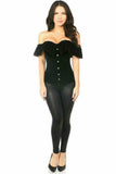 Daisy Corsets Top Drawer Black Velvet Off-The-Shoulder Steel Boned Corset - Daisy Corsets - Flyclothing LLC