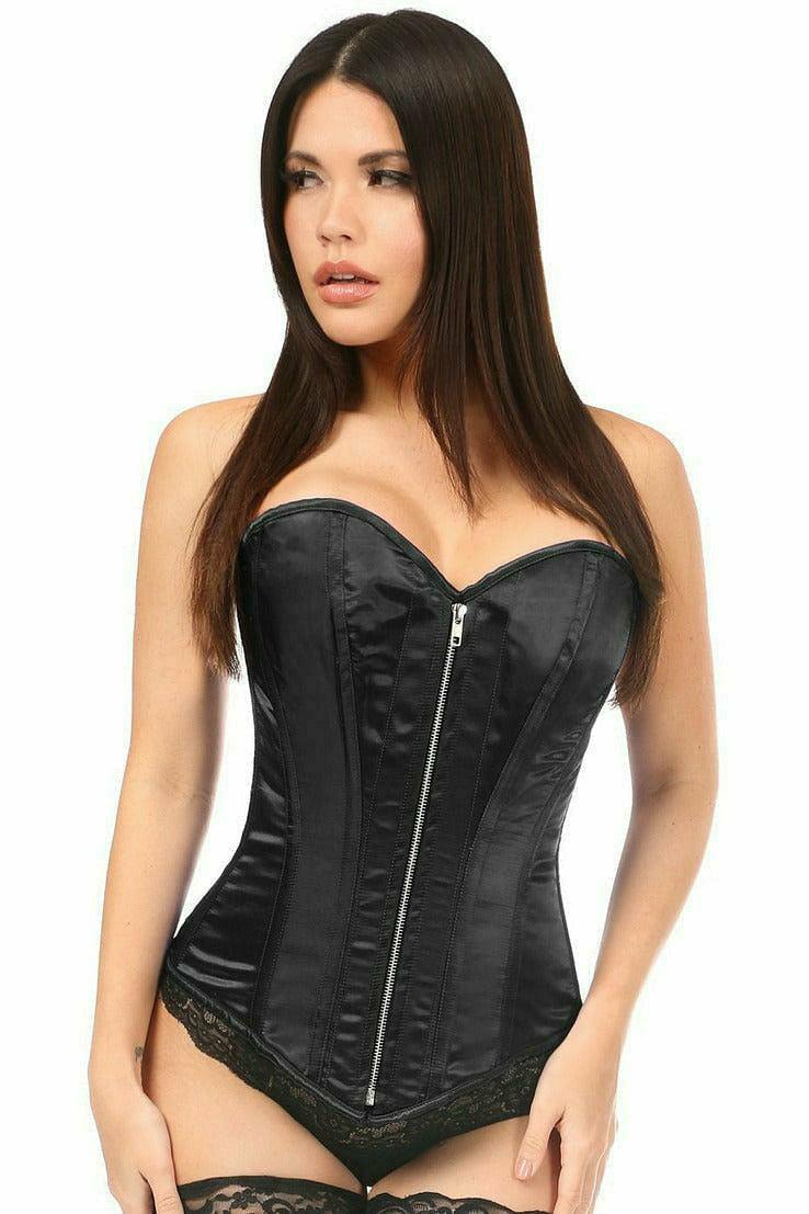 Daisy Corsets Top Drawer Black Satin Steel Boned Corset - Daisy Corsets