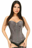Daisy Corsets Top Drawer Gunmetal Satin Steel Boned Corset - Daisy Corsets - Flyclothing LLC