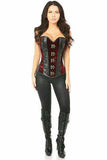 Daisy Corsets Top Drawer Red Velvet & Faux Leather Steel Boned Corset - Daisy Corsets - Flyclothing LLC