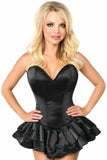 Daisy Corsets Top Drawer Black Satin Steel Boned Corset Dress - Daisy Corsets