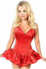 Daisy Corsets Top Drawer Red Satin Steel Boned Corset Dress