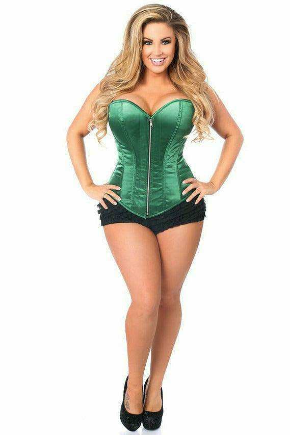 Daisy Corsets Top Drawer Dark Green Satin Steel Boned Corset - Daisy Corsets - Flyclothing LLC