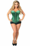 Daisy Corsets Top Drawer Dark Green Satin Steel Boned Corset - Daisy Corsets - Flyclothing LLC