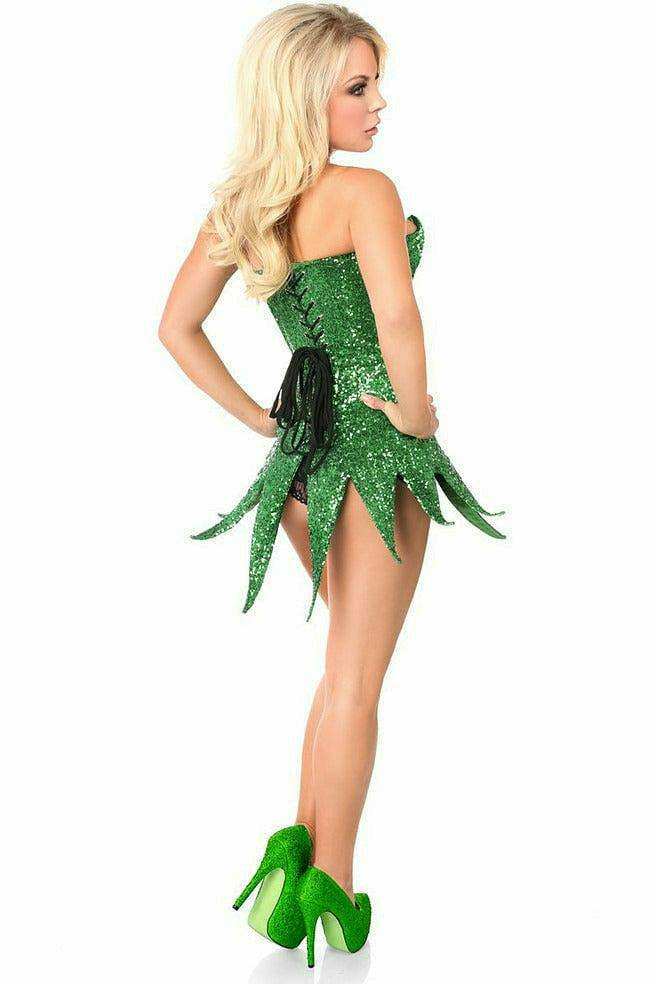 Daisy Corsets Top Drawer Green Sequin Steel Boned Corset Dress - Daisy Corsets - Flyclothing LLC