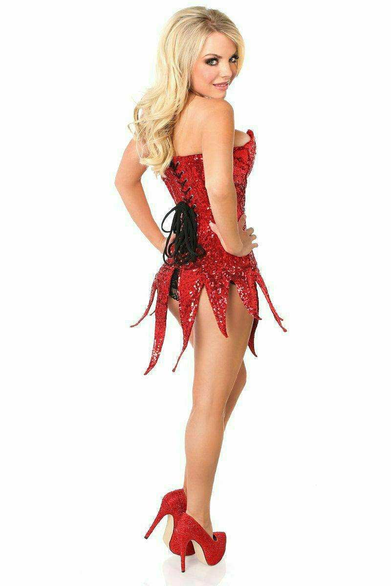 Daisy Corsets Top Drawer Red Sequin Steel Boned Corset Dress - Daisy Corsets - Flyclothing LLC