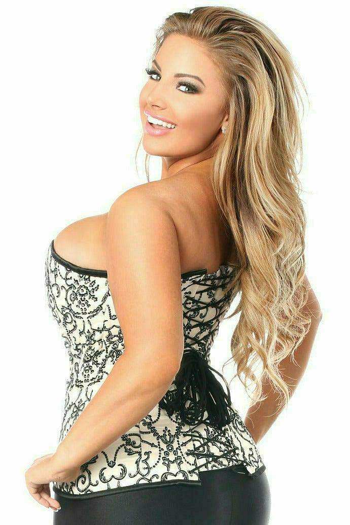 Daisy Corsets Top Drawer Elegant Ivory Embroidered Steel Boned Corset - Daisy Corsets - Flyclothing LLC