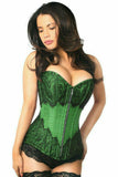 Daisy Corsets Top Drawer Emerald Brocade Steel Boned Corset w/Black Eyelash Lace - Daisy Corsets