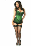 Daisy Corsets Top Drawer Emerald Brocade Steel Boned Corset w/Black Eyelash Lace - Daisy Corsets