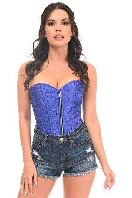 Daisy Corsets Top Drawer Royal Blue Brocade Steel Boned Corset - Daisy Corsets - Flyclothing LLC