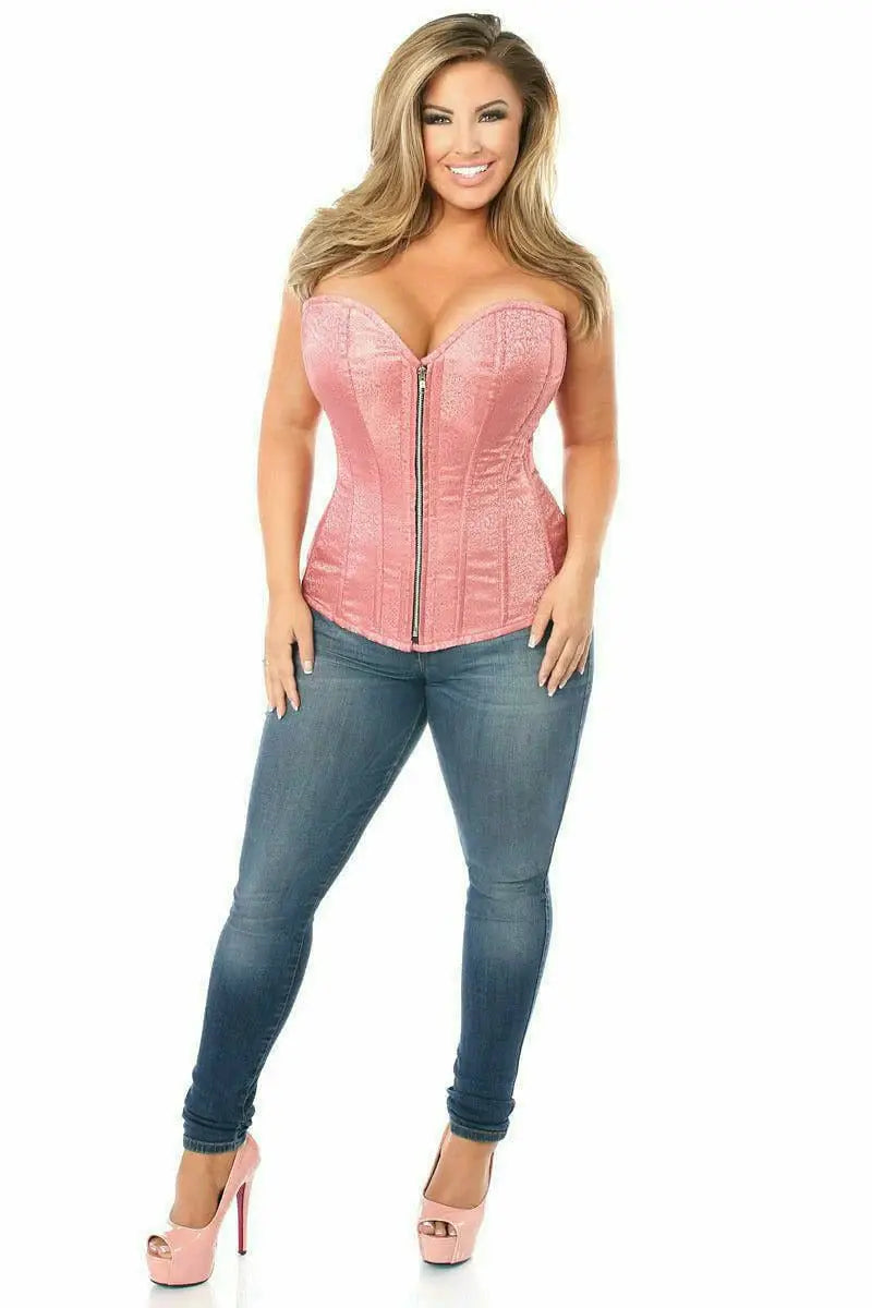 Daisy Corsets Top Drawer Dusty Rose Brocade Steel Boned Corset - Daisy Corsets - Flyclothing LLC