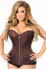 Daisy Corsets Top Drawer Brown Brocade Steel Boned Corset - Daisy Corsets