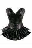 Daisy Corsets Top Drawer Black Faux Leather Steel Boned Mini Corset Dress - Daisy Corsets