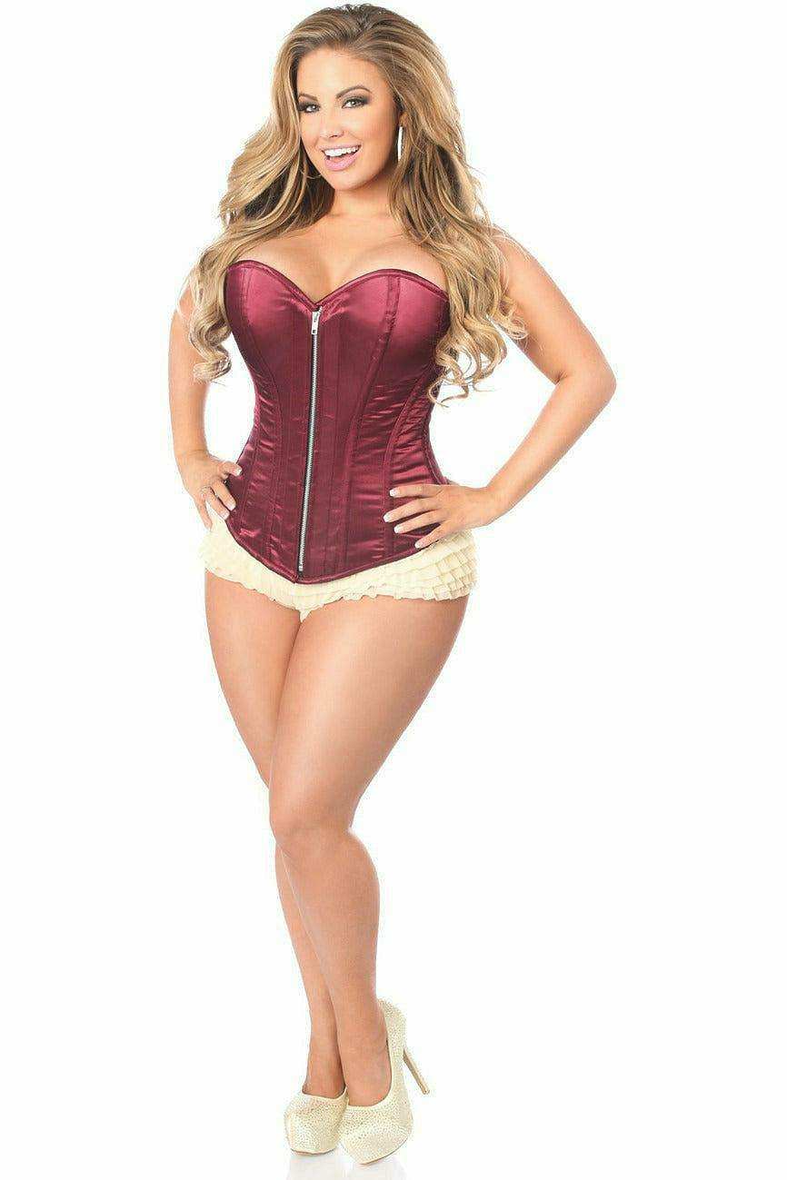 Daisy Corsets Top Drawer Bordeaux Satin Steel Boned Corset - Daisy Corsets - Flyclothing LLC