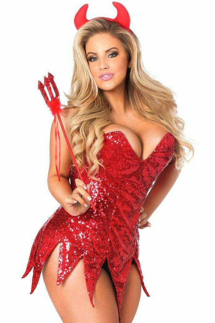 Daisy Corsets Top Drawer Red Sequin Devil Corset Dress Costume - Daisy Corsets - Flyclothing LLC