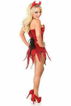 Daisy Corsets Top Drawer Red Sequin Devil Corset Dress Costume - Daisy Corsets - Flyclothing LLC