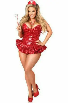 Daisy Corsets Top Drawer Premium Sequin Nurse Corset Dress Costume - Daisy Corsets - Flyclothing LLC