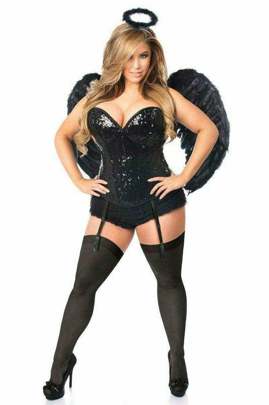 Daisy Corsets Top Drawer 4 PC Sequin Dark Angel Corset Costume - Daisy Corsets - Flyclothing LLC