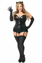 Daisy Corsets Top Drawer 4 PC Sequin Black Cat Corset Costume - Daisy Corsets