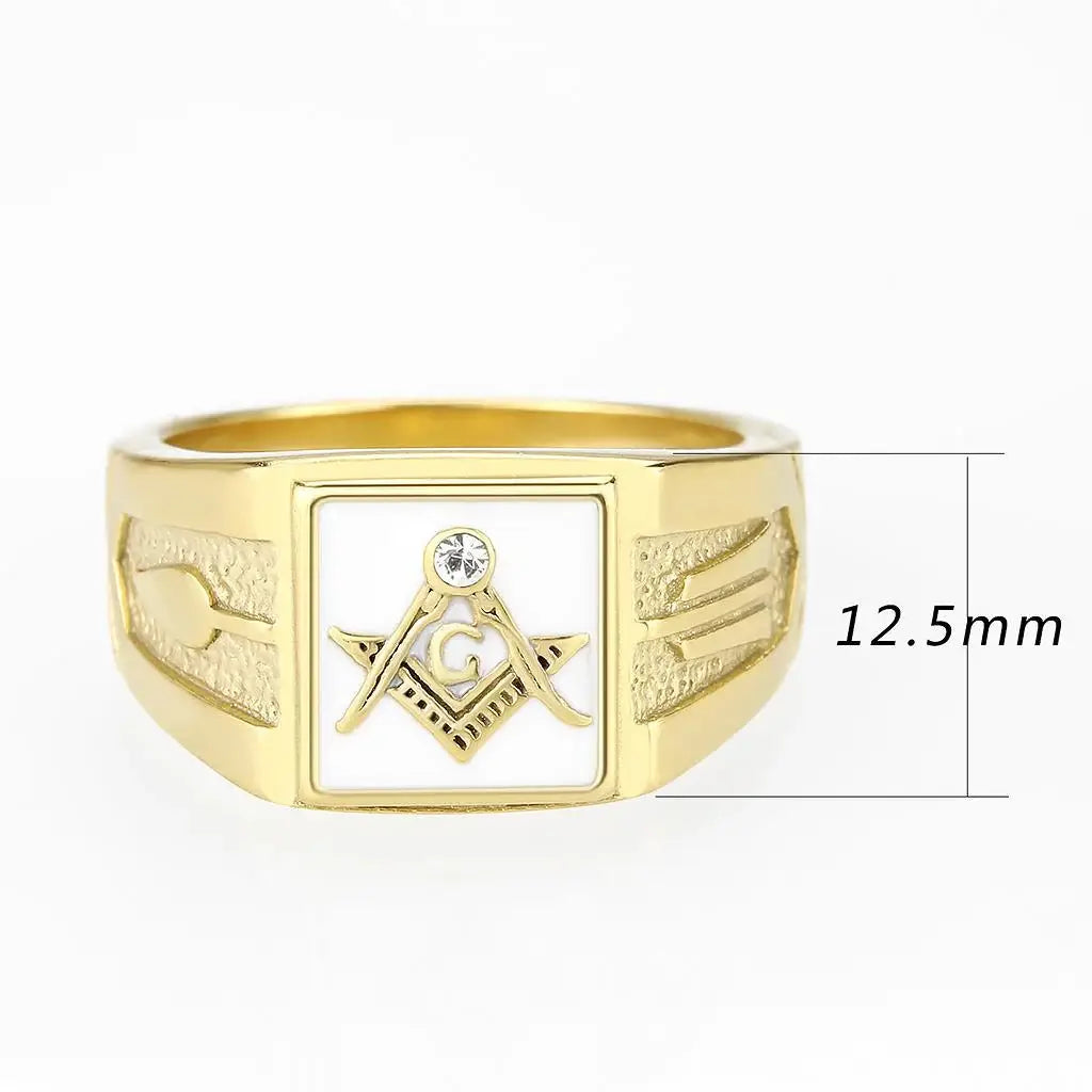 Alamode IP Gold(Ion Plating) Stainless Steel Ring with Top Grade Crystal in Clear - Alamode - Flyclothing LLC