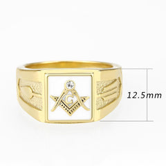 Alamode IP Gold(Ion Plating) Stainless Steel Ring with Top Grade Crystal in Clear - Flyclothing LLC