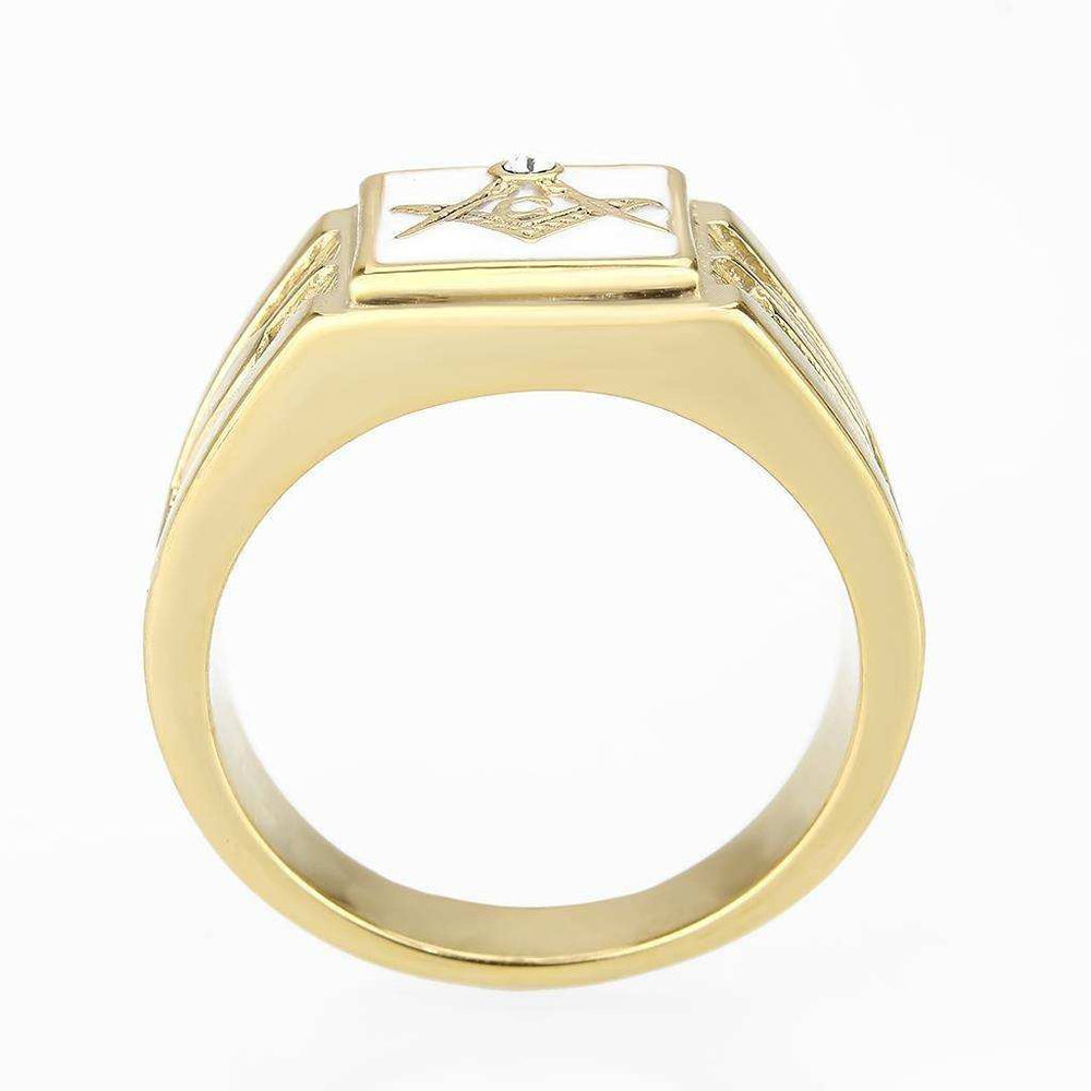 Alamode IP Gold(Ion Plating) Stainless Steel Ring with Top Grade Crystal in Clear - Alamode - Flyclothing LLC