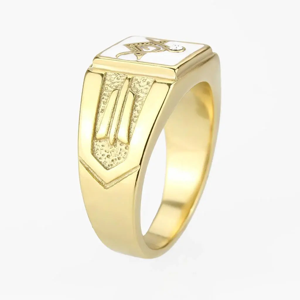 Alamode IP Gold(Ion Plating) Stainless Steel Ring with Top Grade Crystal in Clear - Alamode - Flyclothing LLC