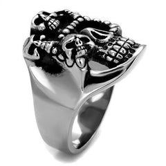 Alamode High polished (no plating) Stainless Steel Ring with Epoxy in Jet - Flyclothing LLC