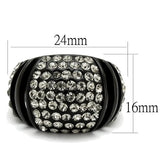 Alamode IP Black(Ion Plating) Stainless Steel Ring with Top Grade Crystal in Hematite - Alamode - Flyclothing LLC