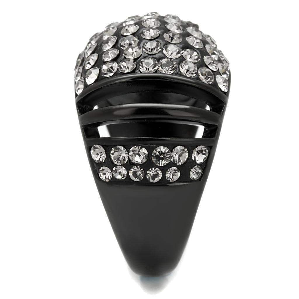 Alamode IP Black(Ion Plating) Stainless Steel Ring with Top Grade Crystal in Hematite - Alamode - Flyclothing LLC