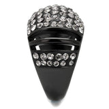 Alamode IP Black(Ion Plating) Stainless Steel Ring with Top Grade Crystal in Hematite - Alamode - Flyclothing LLC