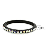 Alamode IP Black(Ion Plating) Stainless Steel Ring with Top Grade Crystal in Aurora Borealis (Rainbow Effect) - Alamode - Flyclothing LLC