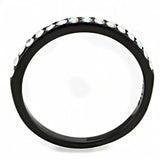 Alamode IP Black(Ion Plating) Stainless Steel Ring with Top Grade Crystal in Aurora Borealis (Rainbow Effect) - Alamode - Flyclothing LLC