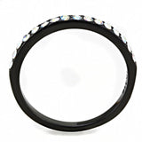 Alamode IP Black(Ion Plating) Stainless Steel Ring with Top Grade Crystal in Aurora Borealis (Rainbow Effect) - Alamode