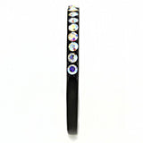 Alamode IP Black(Ion Plating) Stainless Steel Ring with Top Grade Crystal in Aurora Borealis (Rainbow Effect) - Alamode